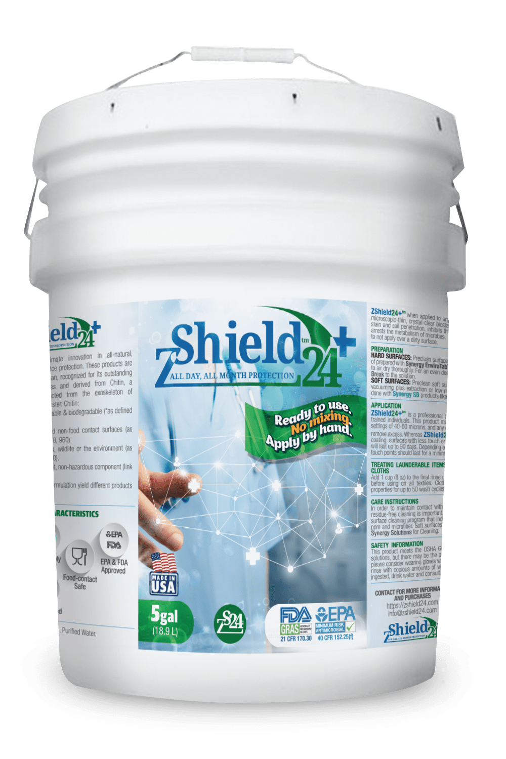 ZShield24+ Biostatic Antimicrobial Protective Coating, Concentrated - 5gal/pail